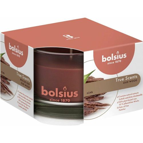 Bolsius – Duftkerze im Glas Oud Wood, Höhe 6 cm, ø 9 cm Kerze Dekokerzen
