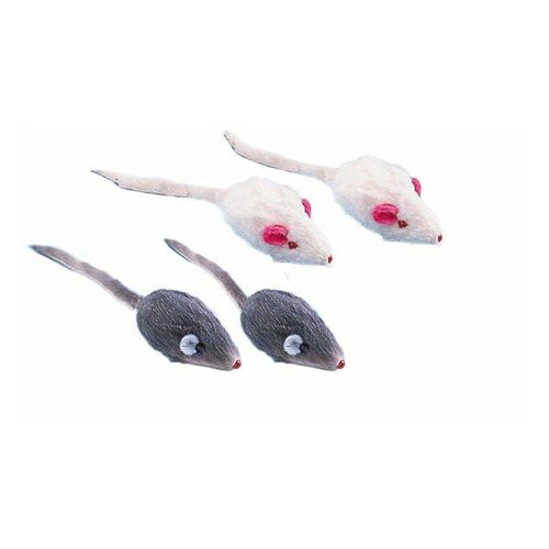 Plüsch Maus Kurzhaar mit Rassel 4er Pack Spielzeug - Nobby