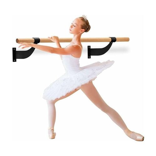 Goplus - Wandmontierte Ballettstange, 120cm Massivholz Tanzstange aus Buche, Einzel-Tanzstange mit Montagezubehör für Zuhause & Studio