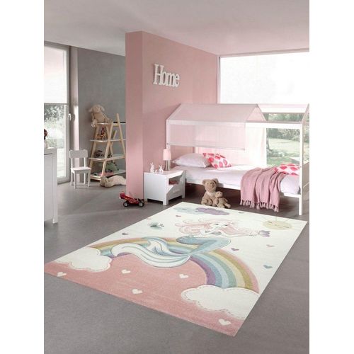 Kinderteppich Kinderteppich Meerjungfrau Kinderzimmer Teppich Prinzessin pastell