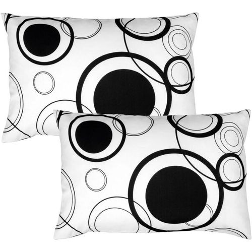 Kissenhülle Kissenbezug Zierkissen Malisa 2er Pack Auswahl: 30x50cm Kissenhülle Weiß mit schwarzen Kreisen – Weiß mit schwarzen Kreisen