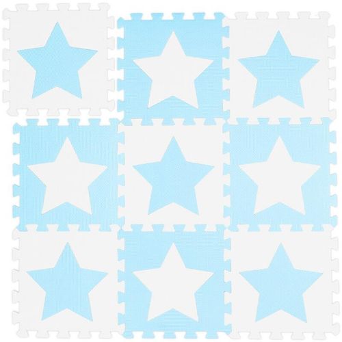 9 tlg. Puzzlematte Sterne, 18 Puzzleteile, eva Schaumstoff, schadstofffrei, Spielunterlage 0,8 m², weiß-blau
