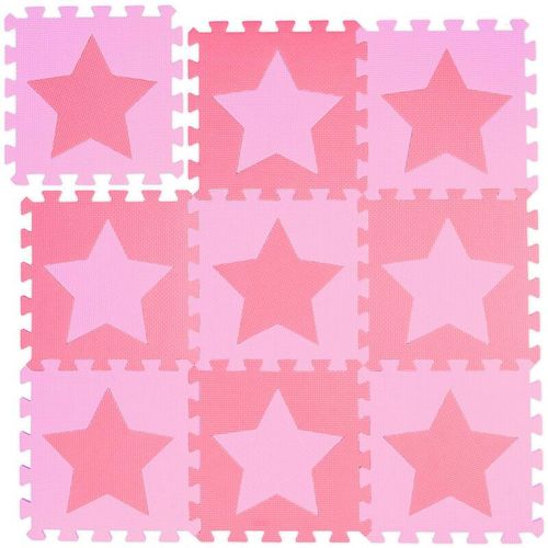 9 tlg. Puzzlematte Sterne, 18 Puzzleteile, eva Schaumstoff, schadstofffrei, Spielunterlage 0,8 m², rosa-pink
