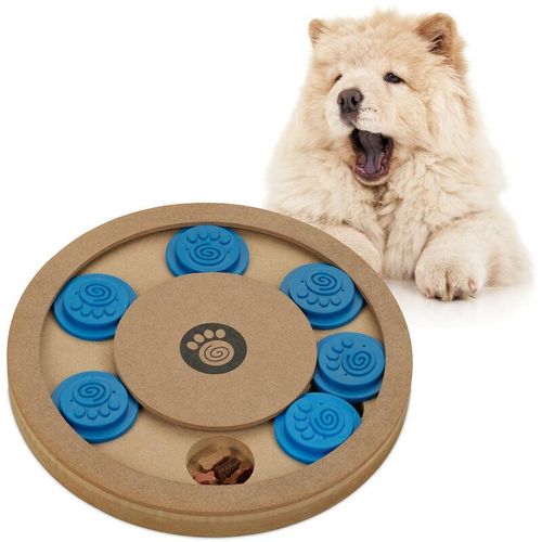 Intelligenzspielzeug für Hunde, Leckerli verstecken, interaktives Hundespielzeug Intelligenz, mdf, natur/blau - Relaxdays