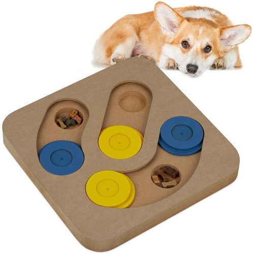 Intelligenzspielzeug für Hunde, Leckerli verstecken, interaktives Hundespielzeug Intelligenz, mdf, mehrfarbig - Relaxdays