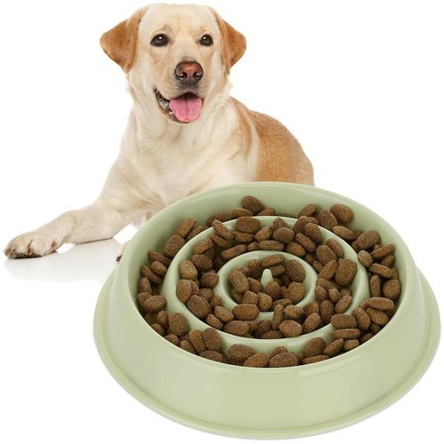 Anti Schling Napf, Futternapf für Hunde, Tiernapf 400 ml, langsames Fressen, Hundenapf spülmaschinenfest, grün – Relaxdays