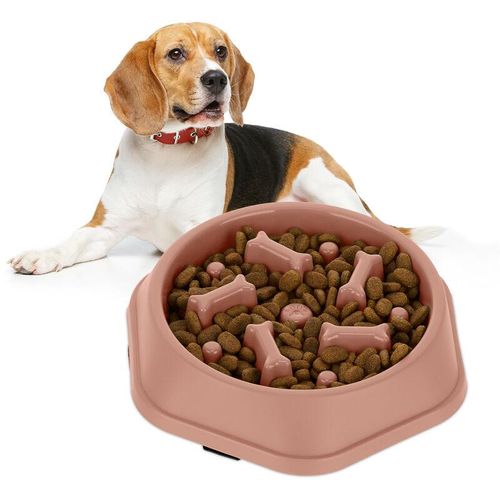 Anti Schling Napf, Futternapf für Hunde, Tiernapf 500 ml, langsames Fressen, Hundenapf spülmaschinenfest, rosa – Relaxdays