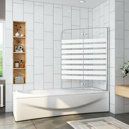 120x140cm Rechts Montage Badewannenaufsatz mit nano Glas Badewannenfaltwand esg Duschwand für Badewanne – Transparent