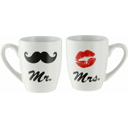 Spetebo – Parnter Kaffeebecher Mr. & Mrs. – 2er Set – Porzellan Tassen im Geschenk Set