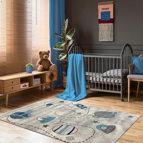 Vimoda - Kinderteppich Kinderzimmer Teppich Baby Grau kinderteppich Kinderteppich Kinderzimmer Teppich Kurzflor Baby Grau Jungen&Mädchen,80x150 cm
