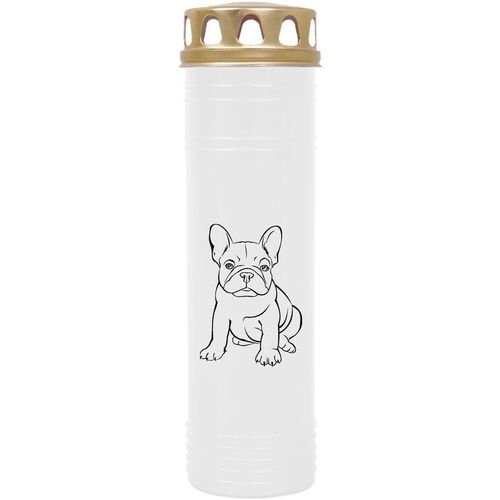 Grabkerze Grablicht - mit Motiv ( Hund Bulldogge ) - ca 100h / 4 Tage Brenndauer je Kerze ( 25cm, ø 7cm ) - viele versch. Deisgns - Hund Bulldogge