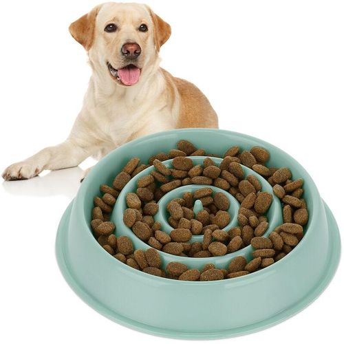 Anti Schling Napf, Futternapf für Hunde, Tiernapf 400 ml, langsames Fressen, Hundenapf spülmaschinenfest, blau – Relaxdays