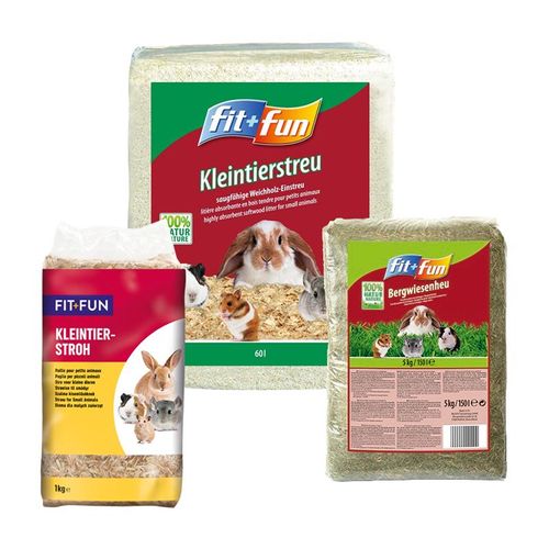 FIT+FUN Fit & Fun Kuscheliger Käfig Set - Heu + Nagerstreu