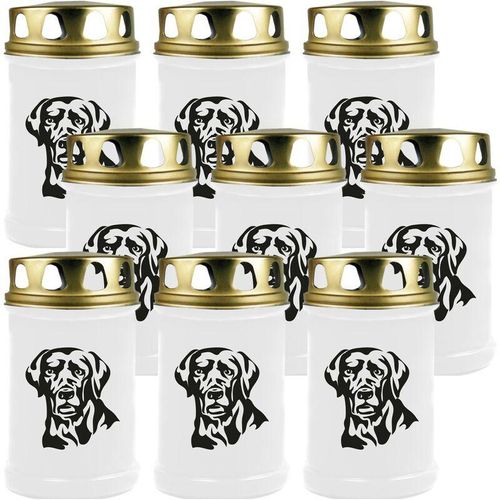 Grabkerze - 9er Pack - Grablicht mit Tier-Motiv ( Hund Labrador ) - ca 40h Brenndauer je Kerze ( 12cm, Ø 6cm ) - viele versch. Designs - Hund Labrador
