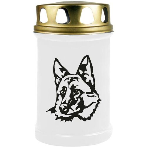 Grabkerze Grablicht ( Hund Schäferhund ) - ca 48h / 2 Tage Brenndauer je Kerze ( 14,5cm, ø 7cm ) - viele versch. Designs - Hund Schäferhund