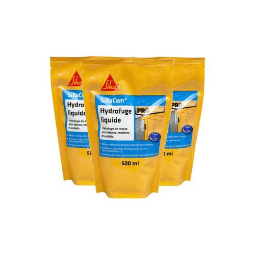 Sika - 3er-Set Hydrophobierungsmittel aus flüssiger Masse Cem - Für Beton und Mörtel - 500ML - Blanc