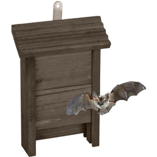 Fledermauskasten, Unterschlupf für Fledermäuse, HxBxT: 29 x 18 x 6 cm, Garten, Fledermaushotel, Holz, braun - Relaxdays