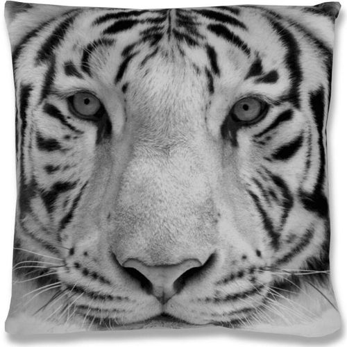 Dekokissen Fotodruck Motiv in 40×40 cm, Flauschig weiches Kissen in vielen Motiven erhältlich ( Design: Tiger Grey ) – Tiger grey