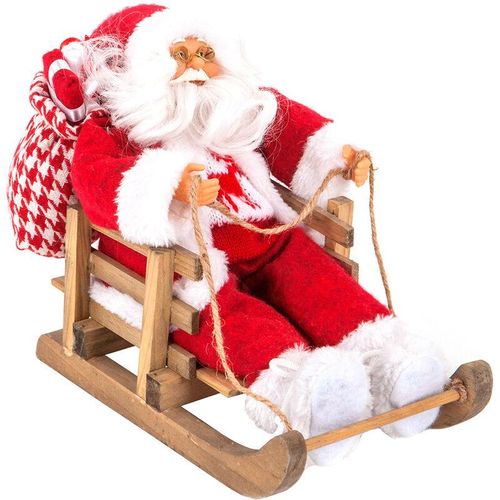 Weihnachtsmann dekoration – 30 cm auf dem Rennrodel – Feeric lights & christmas – Rot