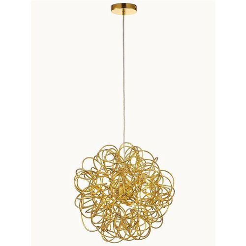 Inspired Deco – Cassidy – Deckenanhänger Sphärisches Interwinding Aluminium 6 Light G9 Gold