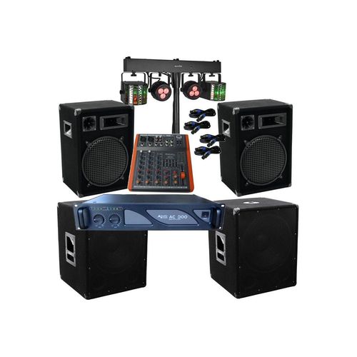 DSX 4100 Watt PA Komplett Set Mixer Anlage LED Licht Verstärke Musikanlage Party-Lautsprecher (2000 W)