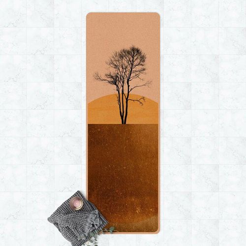Micasia – Yogamatte – Goldene Sonne mit Baum Größe HxB: 61cm x 183cm