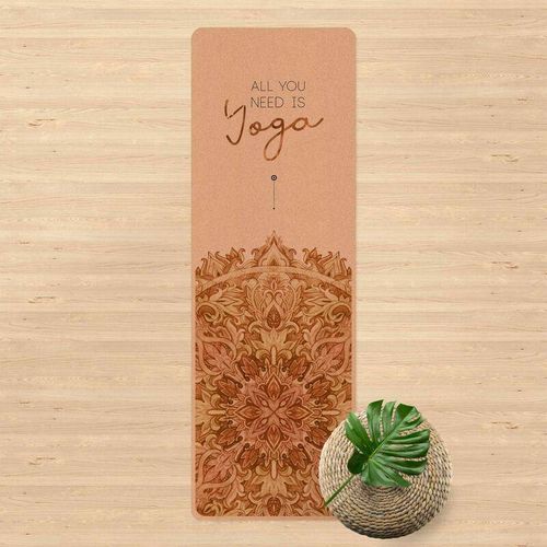 Micasia – Yogamatte – Spruch All you need is Yoga Orange Größe HxB: 61cm x 183cm