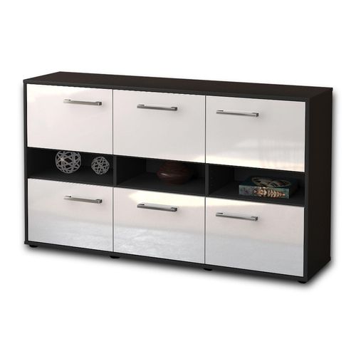 Sideboard Diletta | Korpus Anthrazit | Weiß mit Griffen (136x79x35cm)