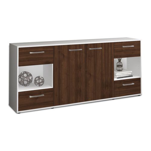 Sideboard Gaia | Korpus Weiß | Walnuss mit Griffen (180x79x35cm)