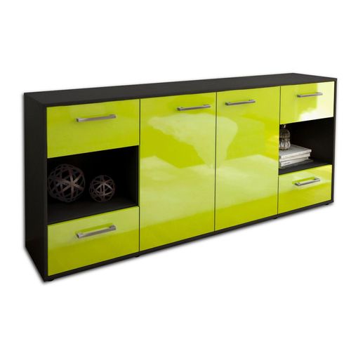 Sideboard Gaia | Korpus Anthrazit | Gruen mit Griffen (180x79x35cm)