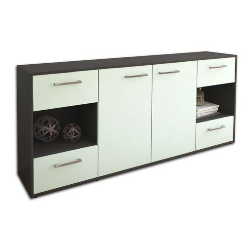Sideboard Gaia | Korpus Anthrazit | Mint mit Griffen (180x79x35cm)