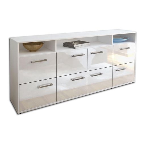 Sideboard Evita | Korpus Weiß | Weiß mit Griffen (180x79x35cm)