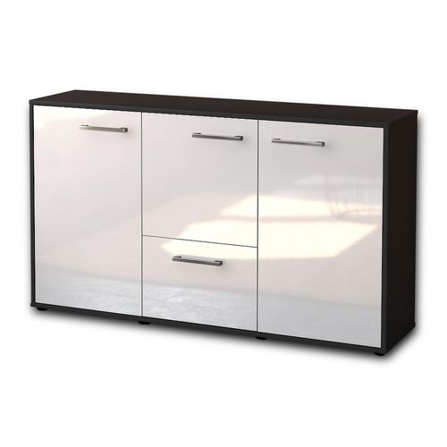 Sideboard Diana | Korpus Anthrazit | Weiß mit Griffen (136x79x35cm)