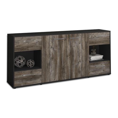 Sideboard Gaia | Korpus Anthrazit | Treibholz mit Griffen (180x79x35cm)