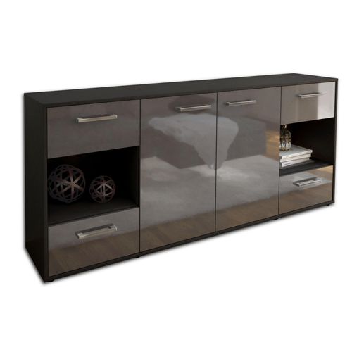 Sideboard Gaia | Korpus Anthrazit | Grau mit Griffen (180x79x35cm)