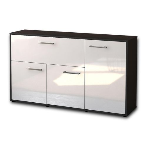 Sideboard Edera | Korpus Anthrazit | Weiß mit Griffen (136x79x35cm)