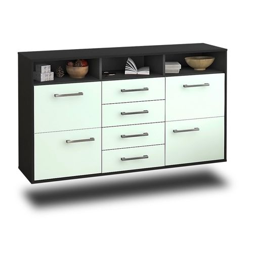 Sideboard Salem | Korpus Anthrazit | Mint hängend mit Griffen (136x79x35cm)