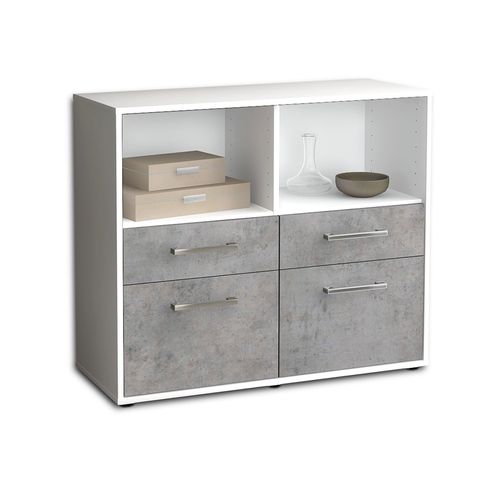 Sideboard Christine | Korpus Weiß | Beton mit Griffen (92x79x35cm)