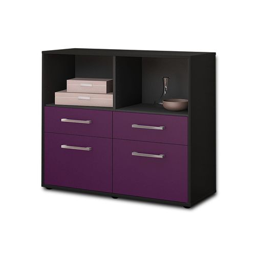 Sideboard Christine | Korpus Anthrazit | Lila mit Griffen (92x79x35cm)