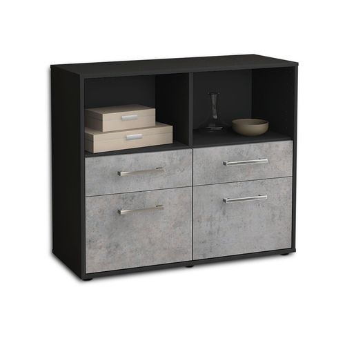 Sideboard Christine | Korpus Anthrazit | Beton mit Griffen (92x79x35cm)