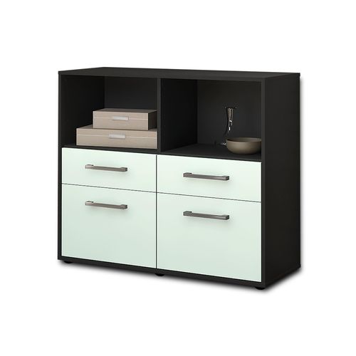 Sideboard Christine | Korpus Anthrazit | Mint mit Griffen (92x79x35cm)