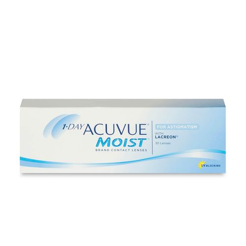 Johnson & Johnson 1-Day Acuvue Moist for Astigmatism (30er Packung) Tageslinsen (-1 dpt, Zyl. -0,75, Achse 120 ° & BC 8.5) mit UV-Schutz