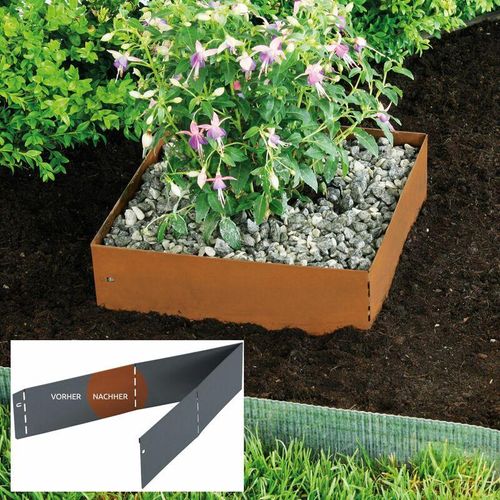 Bellissa Rasenkante Square Corten 30x30cm H13cm Beetumrandung Beeteinfassung