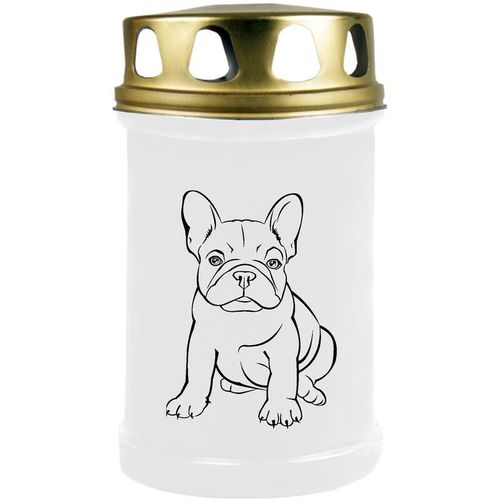 Grabkerze Grablicht ( Hund Bulldogge ) - ca 48h / 2 Tage Brenndauer je Kerze ( 14,5cm, ø 7cm ) - viele versch. Designs - Hund Bulldogge