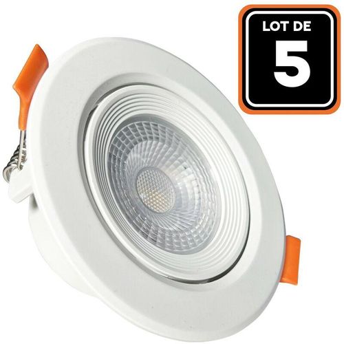 Lot de 5 Spots led Encastrable Rond 5W - Blanc Froid 6500K