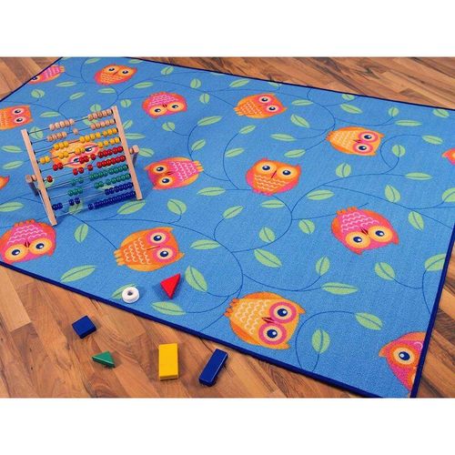 Kinder Spielteppich Eule Blau in 24 Größen - 100x400 cm