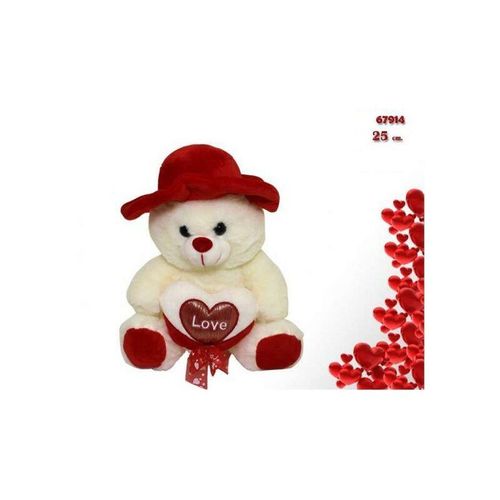 Trade Shop Traesio - teddybär mit herz liebe hut geschenkidee valentine 25CM 67914