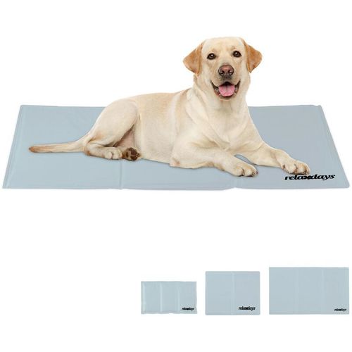Kühlmatte Hund, selbstkühlend, abwischbar, robust, mit Gel, Kühldecke für Tiere, Kältedecke 60 x 100 cm, grau - Relaxdays