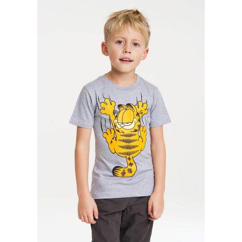 LOGOSHIRT T-Shirt Garfield mit witzigem Print, grau