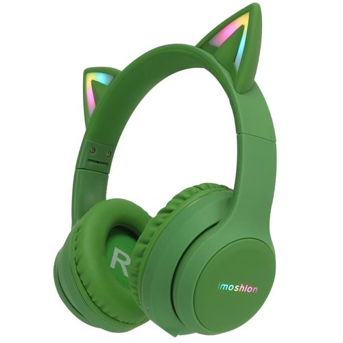 iMoshion Kids LED Light Cat Ear Bluetooth-Kopfhörer – Kinderkopfhörer – Grün